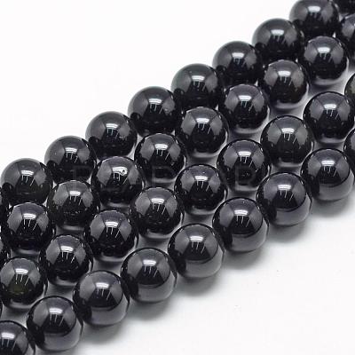 Natural Obsidian Beads Strands G-R446-8mm-24-1