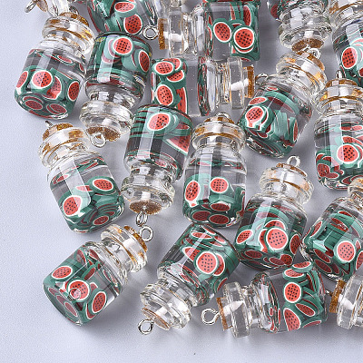 Glass Bottle Pendants X-GLAA-T001-04F-1