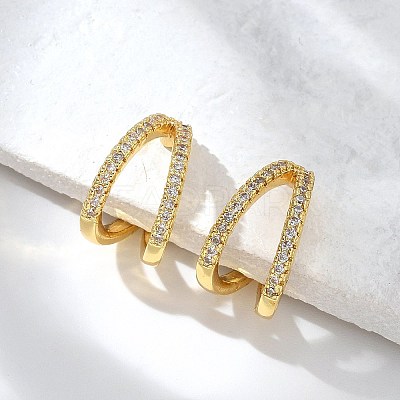 Clear Cubic Zirconia Double Line Cuff Earrings EJEW-R150-14G-1