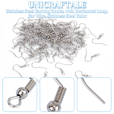 100 Pairs 316 Surgical Stainless Steel Earring Hooks STAS-UN0058-55-1