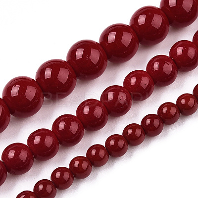 Opaque Solid Color Glass Beads Strands GLAA-T032-P8mm-05-1