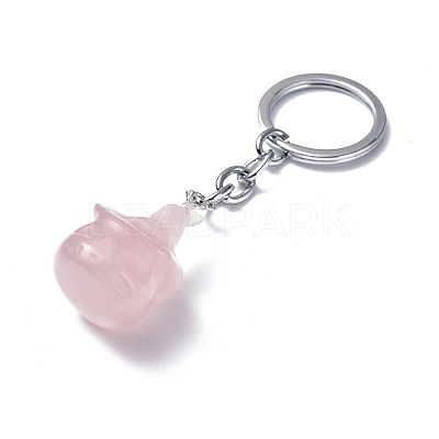 Natural Rose Quartz Keychains KEYC-P011-04P-10-1