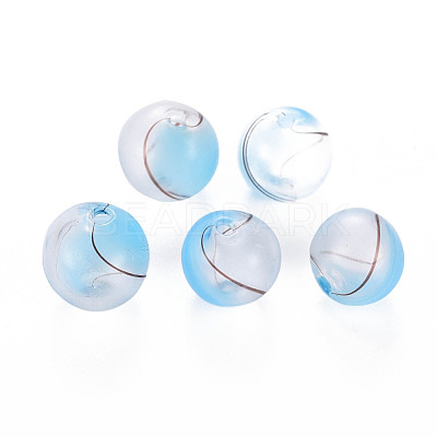Transparent Handmade Blown Glass Globe Beads X-GLAA-T012-33B-06-1