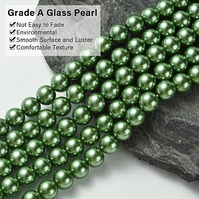 Eco-Friendly Dyed  Glass Pearl Round Bead Strands HY-A002-8mm-RB074-1