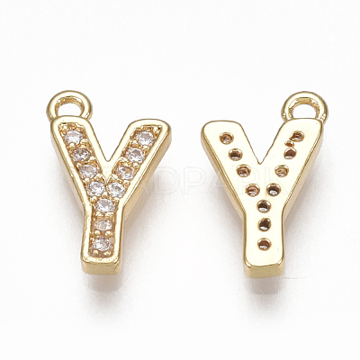 Brass Cubic Zirconia Charms KK-S348-330Y-1
