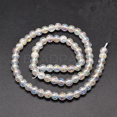 Electroplate Crackle Glass Round Bead Strands X-EGLA-J067-8mm-AB01-1