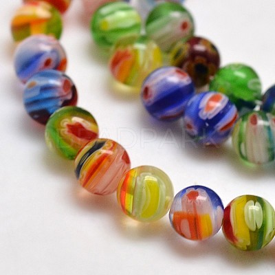 Round Millefiori Glass Beads Strands LK-P001-05-1