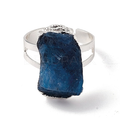 Natural Kyanite/Cyanite/Disthene Irregular Nugget Adjustable Ring RJEW-G269-01S-1