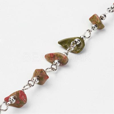 Natural Gemstone Chips Handmade Beaded Chains AJEW-JB00281-1