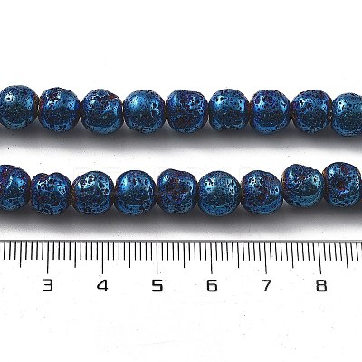Electroplated Natural Lava Rock Beads Strands G-A251-E01-01H-1