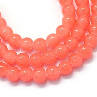 Baking Paint Imitation Jade Glass Round Bead Strands DGLA-Q021-10mm-31-1