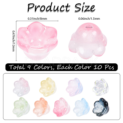 90Pcs 9 Colors Lampwork Beads LAMP-PA0001-12-1