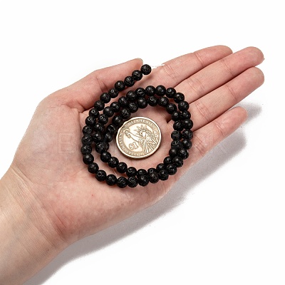 Natural Lava Rock Round Bead Strands G-M169-6mm-03-1