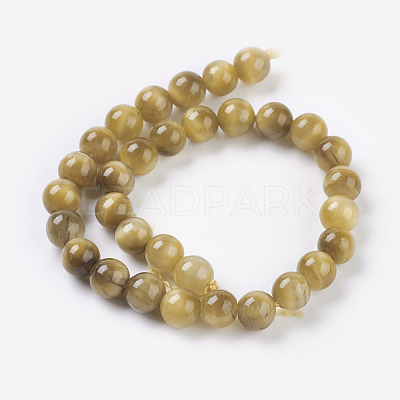 Natural Gold Tiger Eye Beads Strands G-C076-6mm-1AA-1