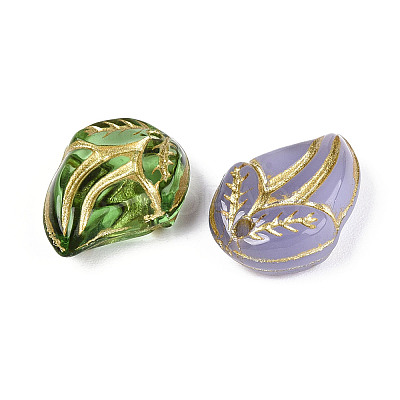 Leaf Glass Beads GLAA-T025-44M-1