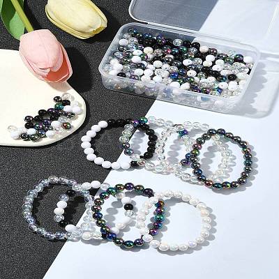 350Pcs 7 Colors Transparent & Opaque Acrylic Beads MACR-FS0001-82-1