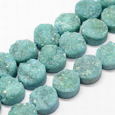 Electroplated Natural & Dyed Druzy Agate Bead Strands G-N0169-004P-01-1