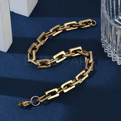 Ion Plating(IP) Rectangle 201 Stainless Steel Chain Bracelets BJEW-N240-06G-1