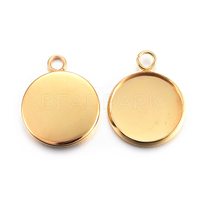 Rack Plating 304 Stainless Steel Pendant Cabochon Settings LS-X-STAS-F191-14G-D-1