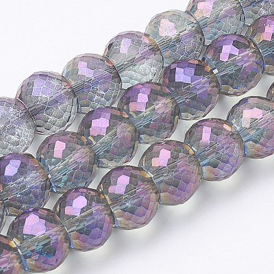 Electroplated Glass Beads Strands X-EGLA-Q092-8mm-A08-1