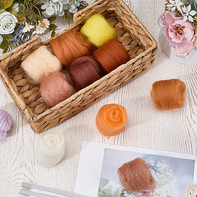 50G 10 Colors Needle Felting Wool Roving DIY-CP0013-77C-1
