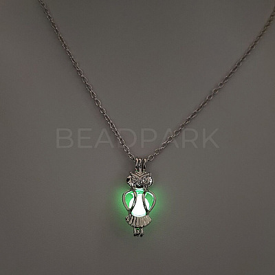 Alloy with Luminous Resin Bead Inside Pendant Necklaces for Women Men FS-WG4D5C2-03-1