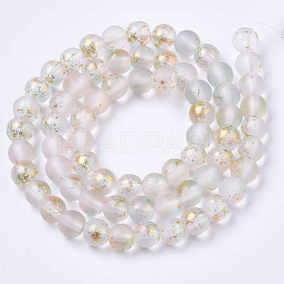 Frosted Spray Painted Glass Beads Strands GLAA-N035-03B-C07-1