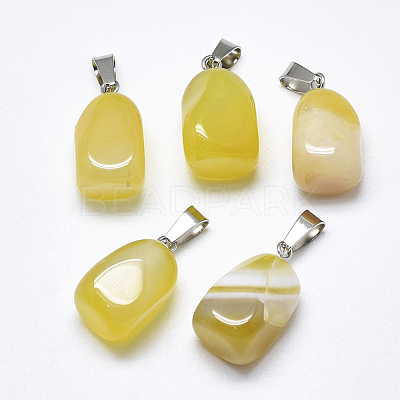Natural Banded Agate/Striped Agate Pendants G-T122-20E-1