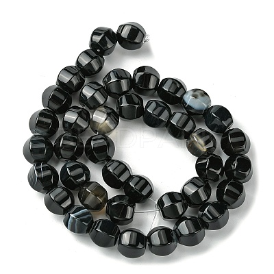Dyed & Heated Natural Black Agate Beads Strands G-H023-A03-01-1