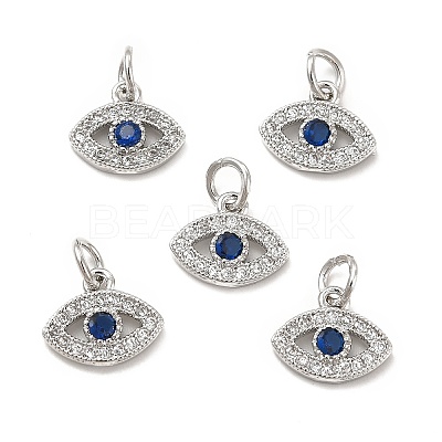 Brass Micro Pave Cubic Zirconia Charms KK-E068-VB243-1