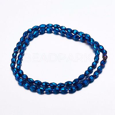 Full Plated Glass Faceted Rice Beads Strands GLAA-A030A-FP04-1