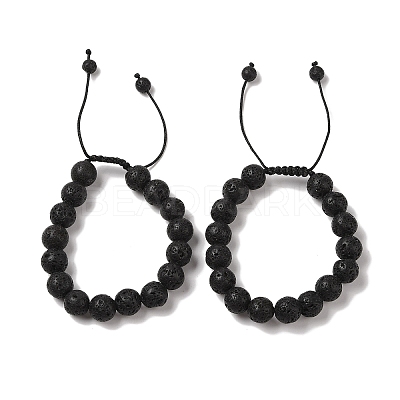 10mm Round Natural Lava Rock Braided Bead Bracelets BJEW-C067-01C-09-1