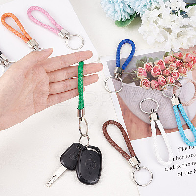 24Pcs 12 Colors Imitation Leather Keychain KEYC-CP0001-01-1