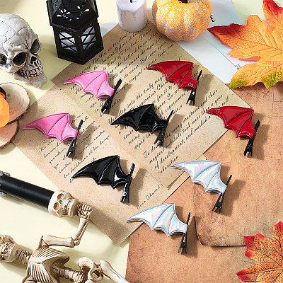 4 Pairs 4 Colors PU Leather Alligator Hair Clips PHAR-CL0001-02-1