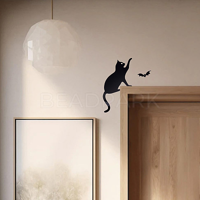 Cat & Bat Acrylic Door Topper AJEW-WH0596-009-1
