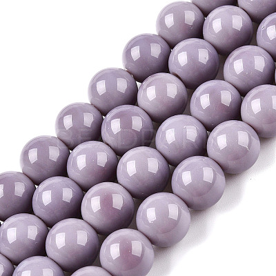Opaque Solid Color Glass Beads Strands GLAA-T032-P10mm-15-1
