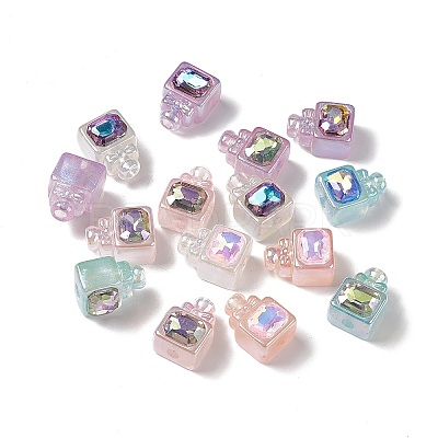 UV Plating Rainbow Iridescent Acrylic Beads PACR-M003-14-1