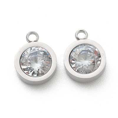 304 Stainless Steel Rhinestone Charms STAS-Z009-16P-1