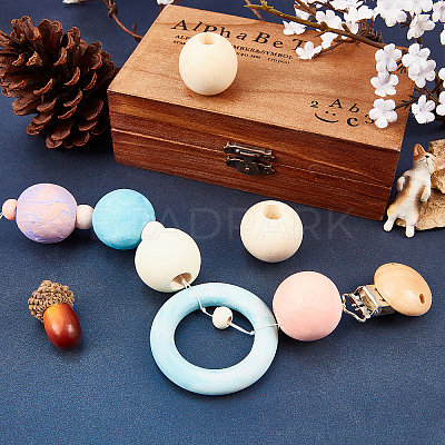 Unfinished Natural Wood Beads WOOD-PH0009-03-1