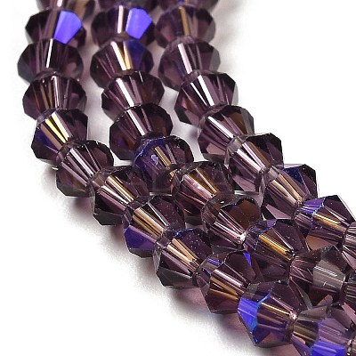 Transparent Electroplate Glass Beads Strands GLAA-F029-4mm-D04-1