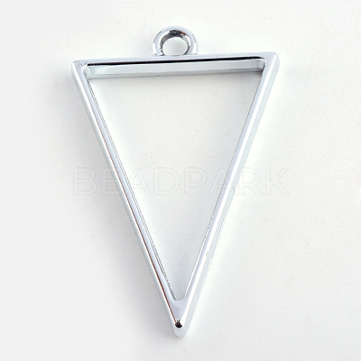 Rack Plating Alloy Triangle Open Back Bezel Pendants PALLOY-S047-09D-FF-1