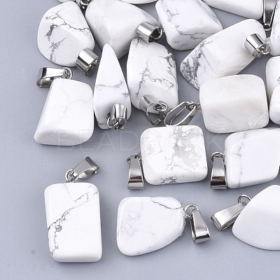 Natural Howlite Pendants G-Q996-09-1