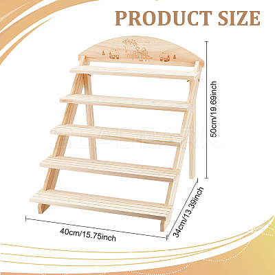 5-Tier 3-Row Wood Earring Display Card Racks ODIS-WH0329-35-1