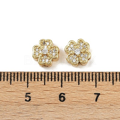 Rack Plating Brass Micro Pave Cubic Zirconia Beads ZIRC-A006-04G-02-1