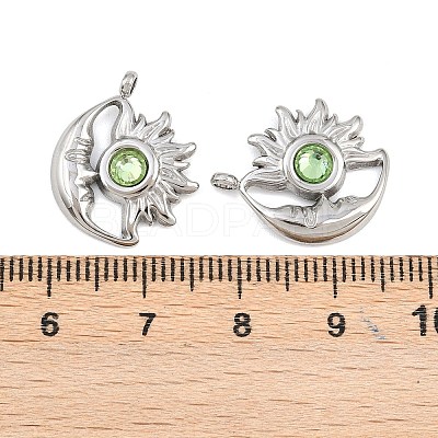 304 Stainless Steel Rhinestone Pendants STAS-Z166-24P-08-1