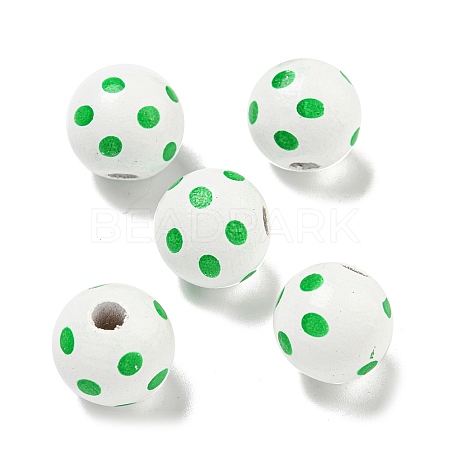 Printed Wood European Beads WOOD-G022-18E-1