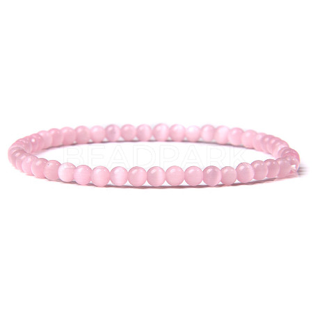 4mm Round Cat Eye Beads Bracelet for Men LS-KG3069-7-1