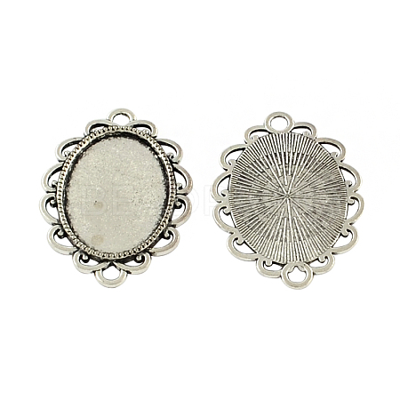 Tibetan Style Zinc Alloy Cabochon Connector Settings TIBEP-R334-280AS-RS-1