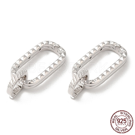 Rhodium Plated 925 Sterling Silver Fold Over Clasps STER-M114-13P-1