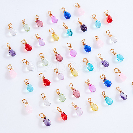 12Pcs 12 Color Glass Charms PALLOY-AB00038-1